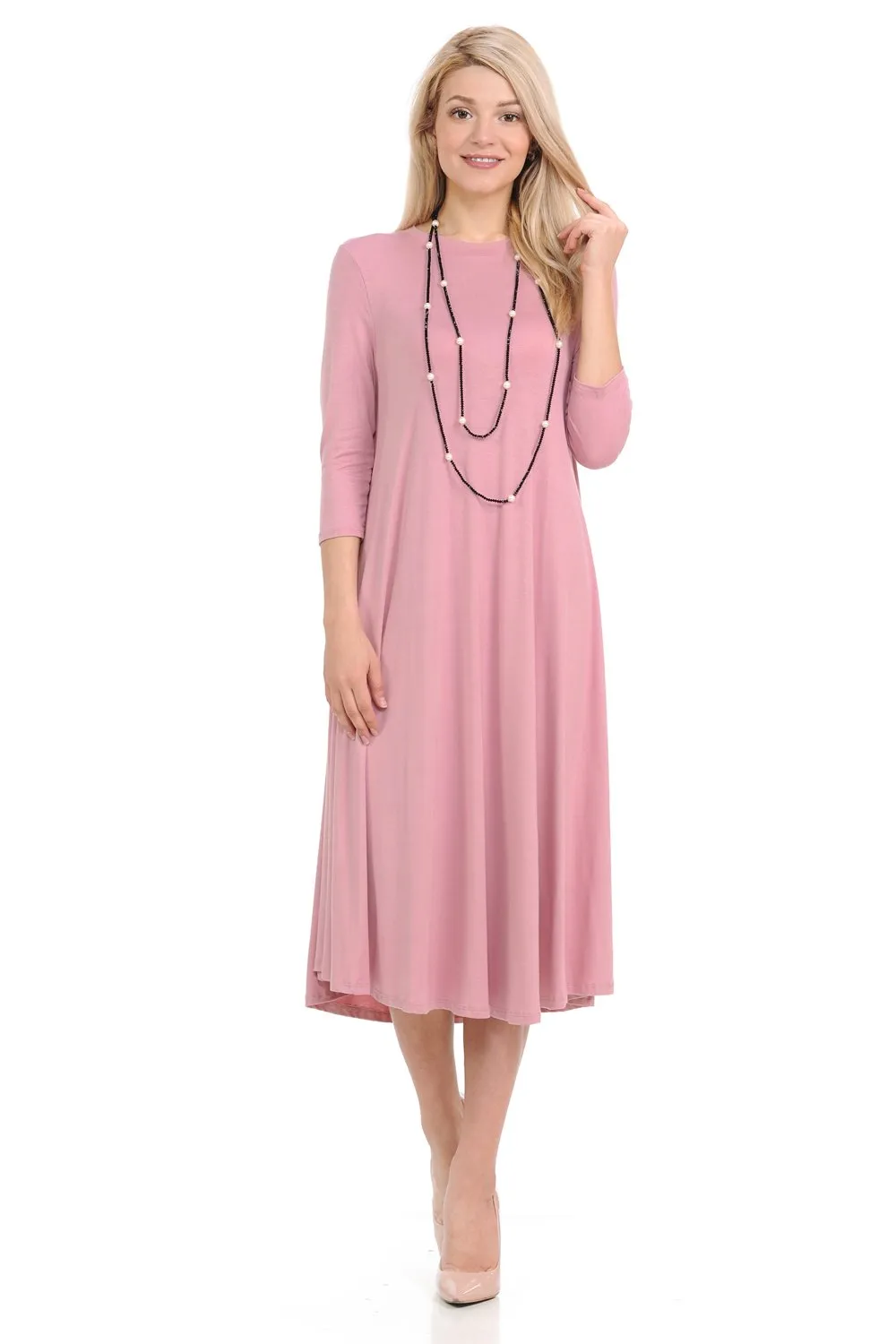 A-Line Swing Trapeze Midi Dress