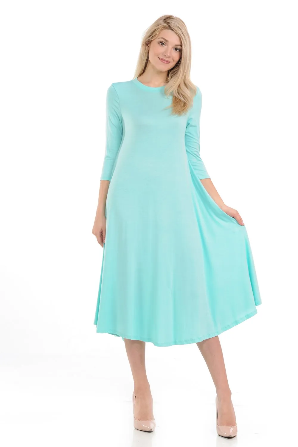A-Line Swing Trapeze Midi Dress