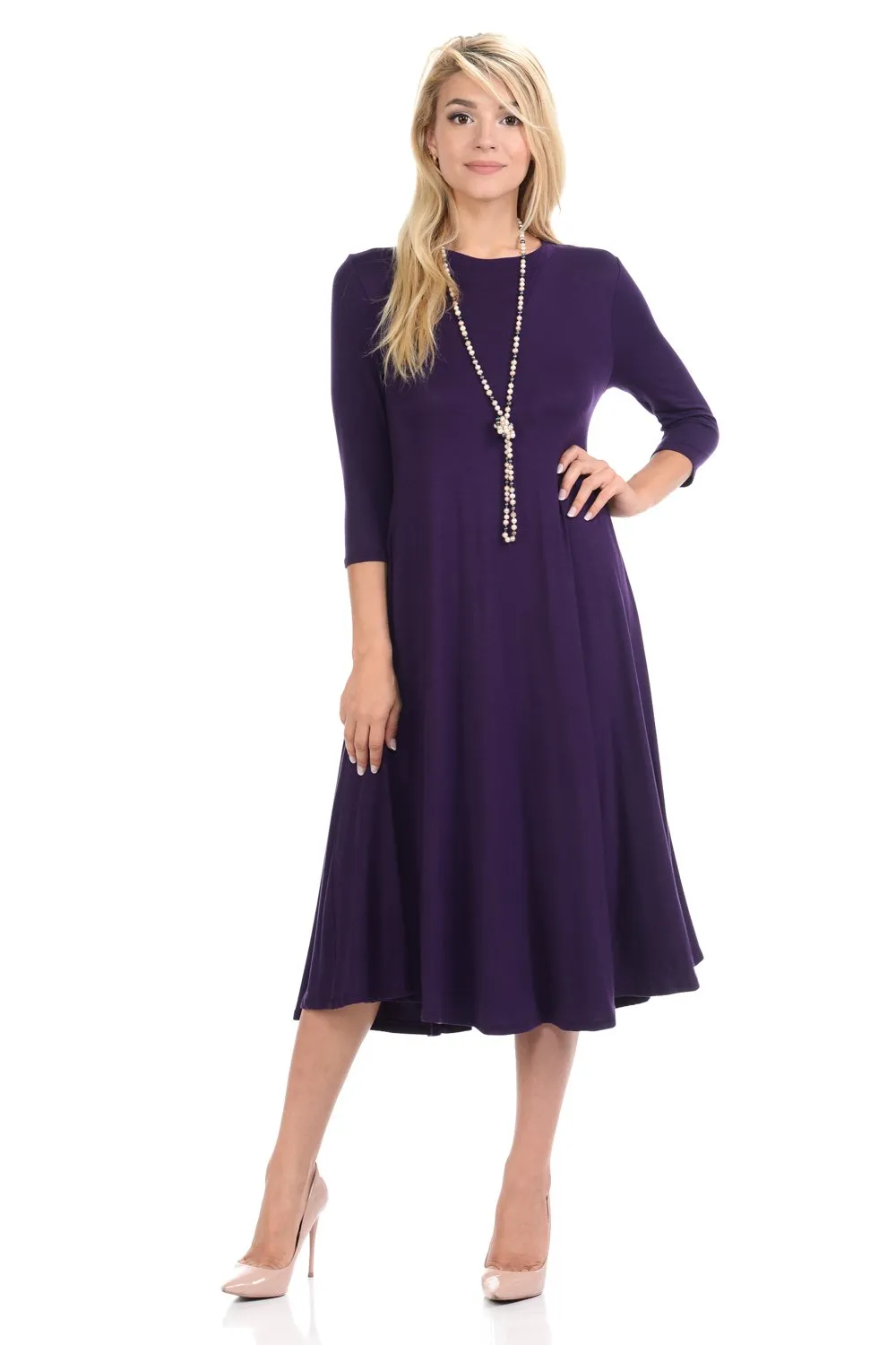 A-Line Swing Trapeze Midi Dress