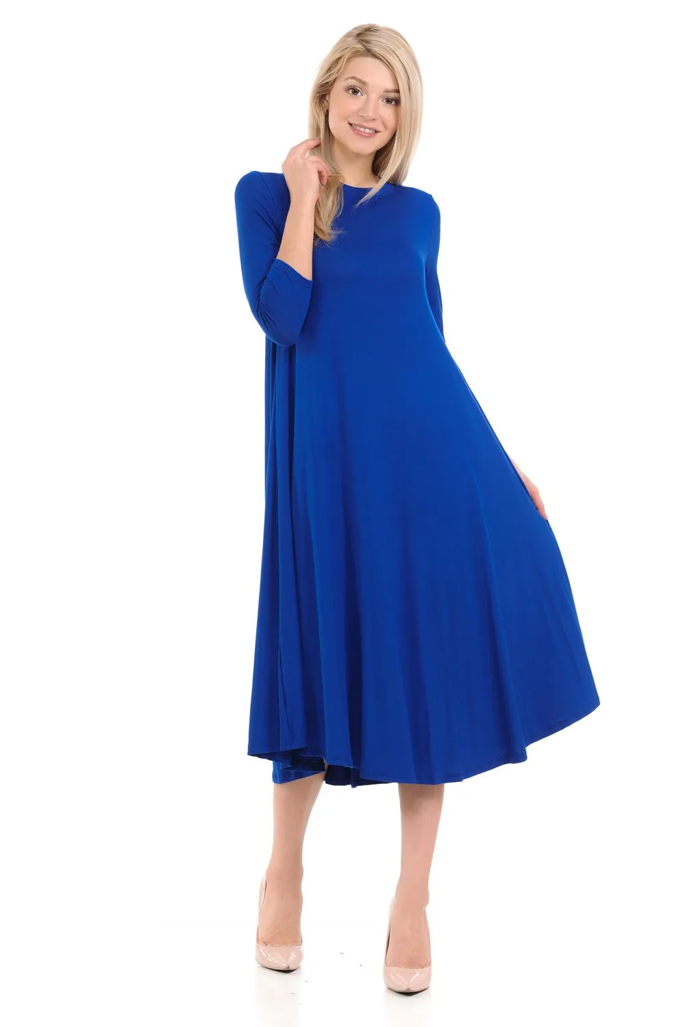 A-Line Swing Trapeze Midi Dress