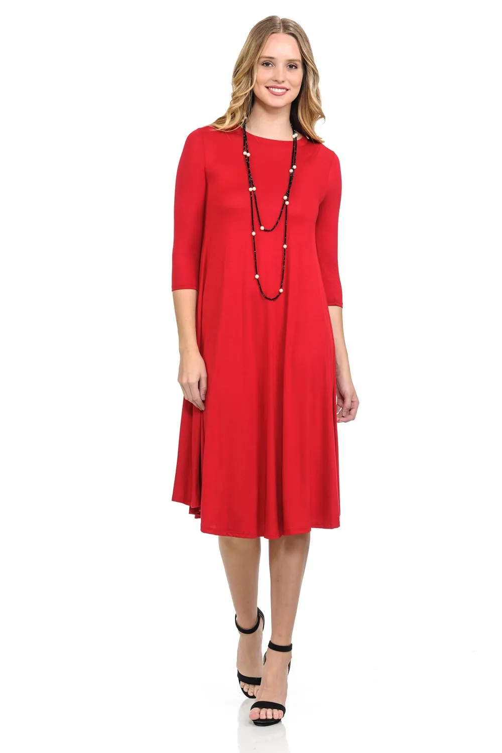 A-Line Swing Trapeze Midi Dress