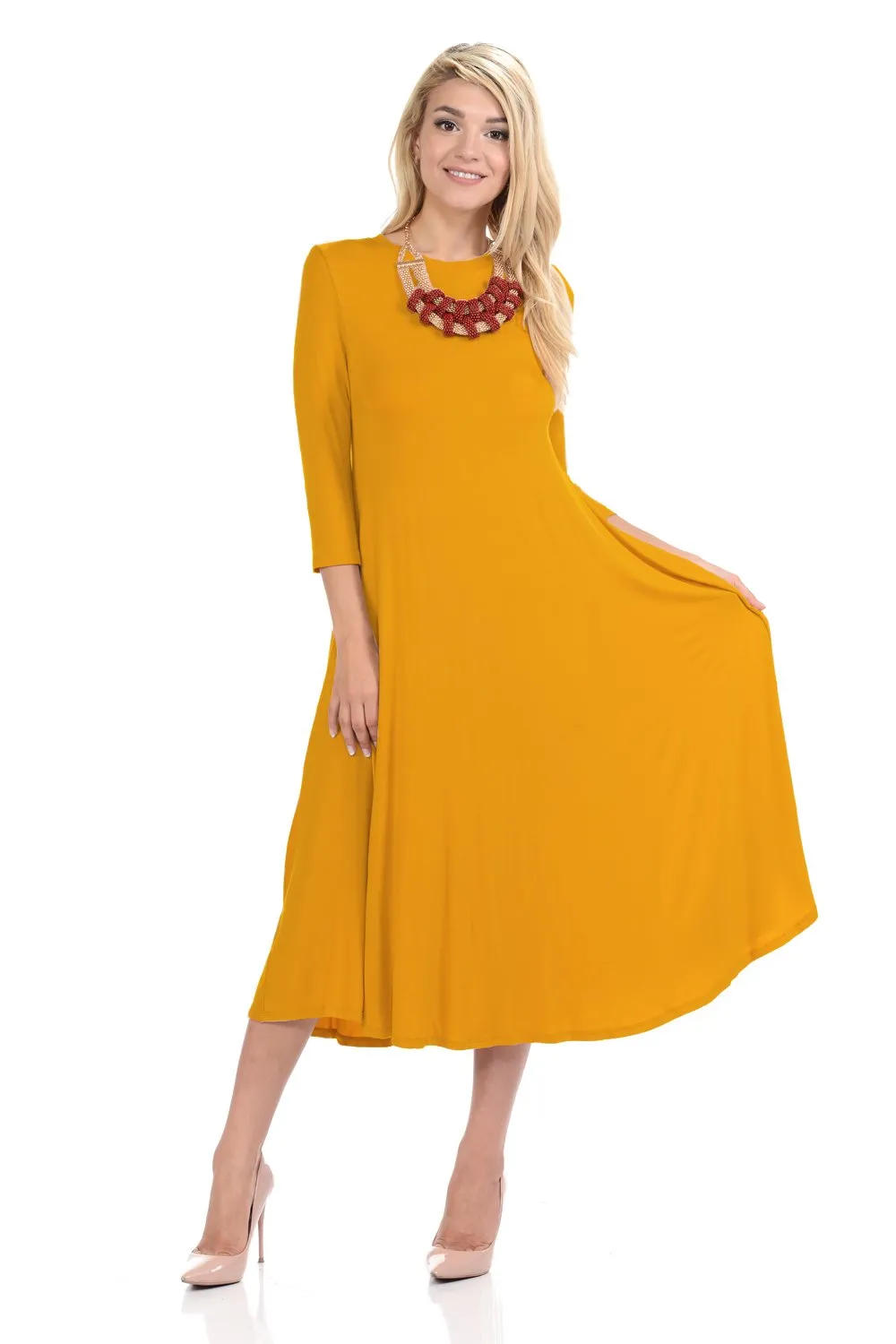 A-Line Swing Trapeze Midi Dress