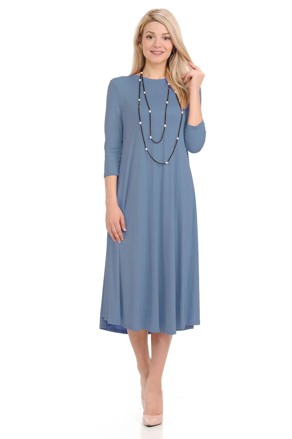 A-Line Swing Trapeze Midi Dress