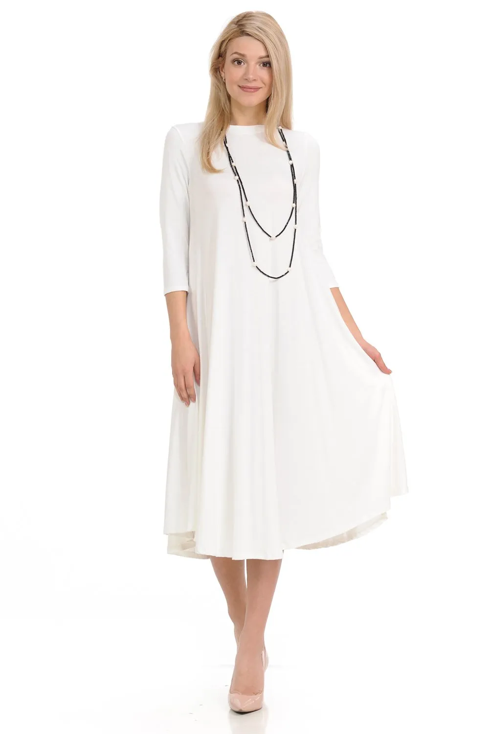 A-Line Swing Trapeze Midi Dress