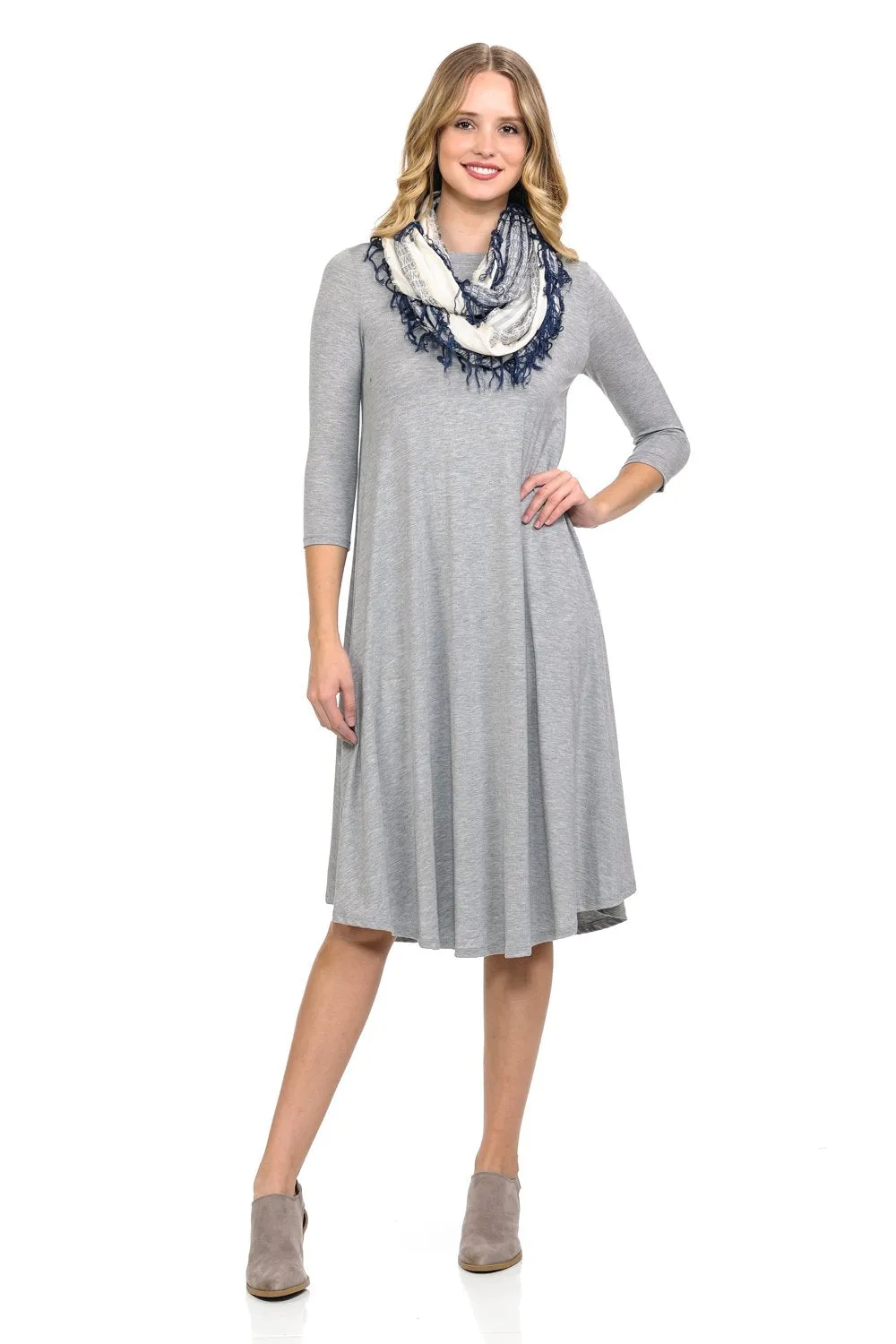 A-Line Swing Trapeze Midi Dress