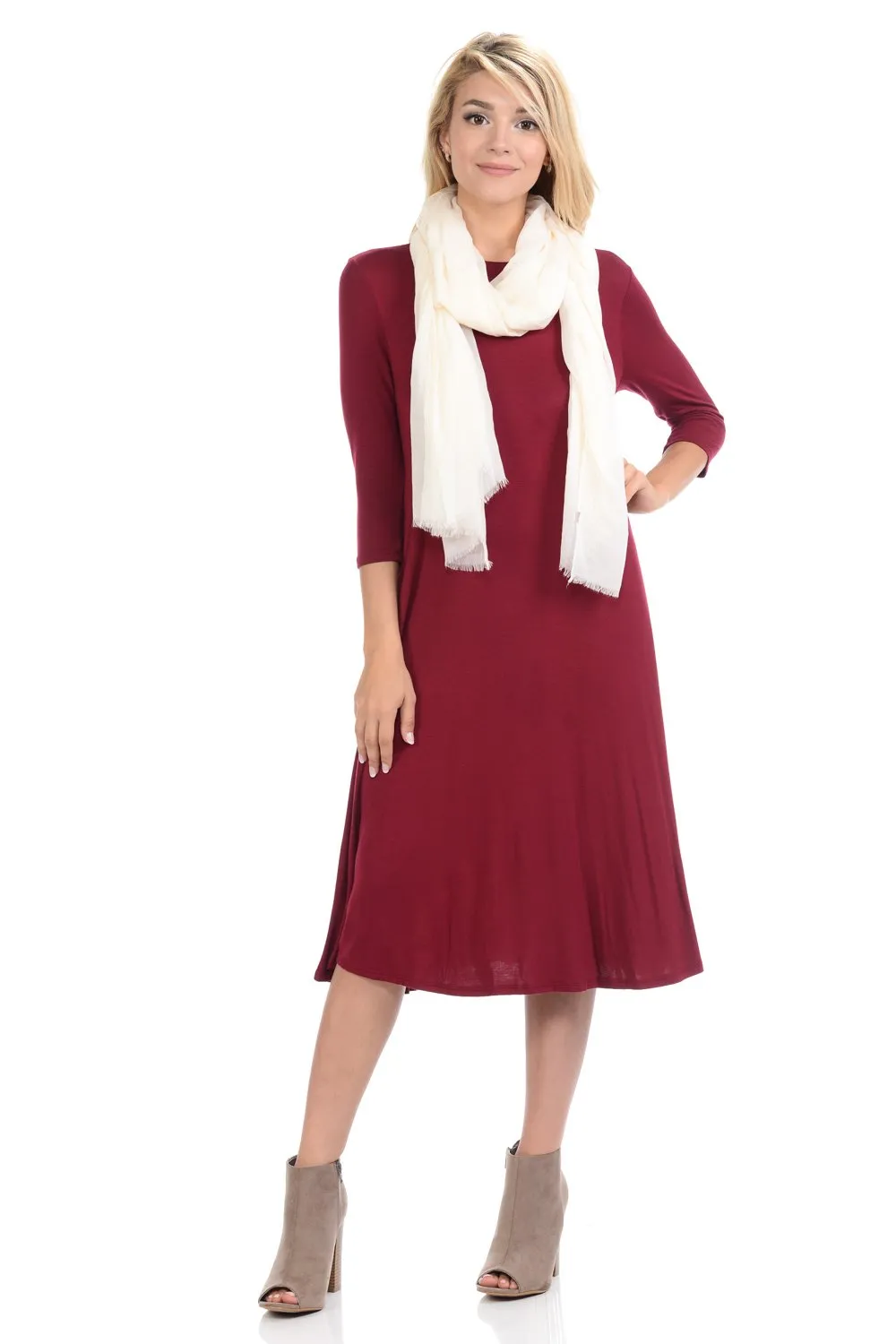 A-Line Swing Trapeze Midi Dress