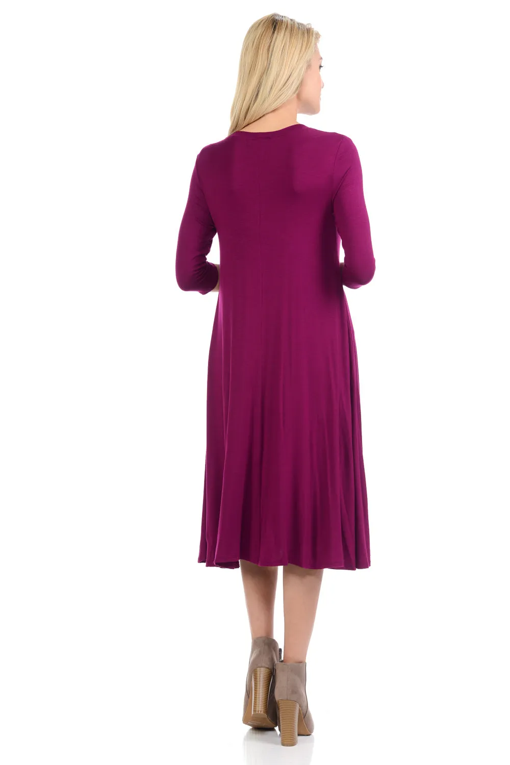 A-Line Swing Trapeze Midi Dress