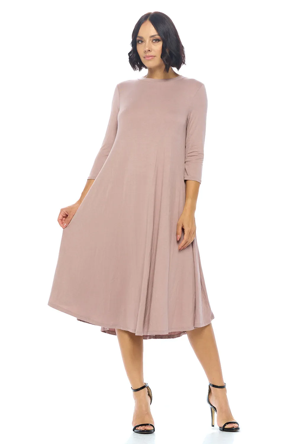 A-Line Swing Trapeze Midi Dress