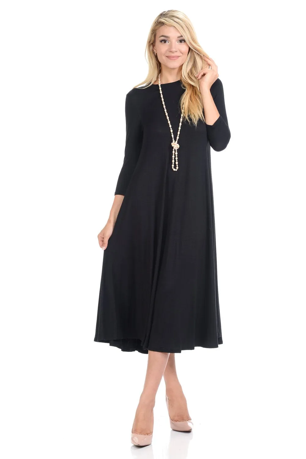 A-Line Swing Trapeze Midi Dress
