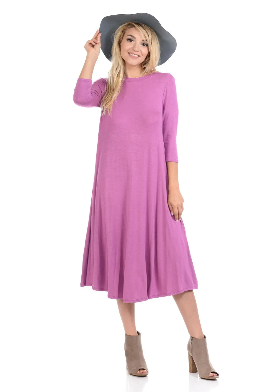 A-Line Swing Trapeze Midi Dress