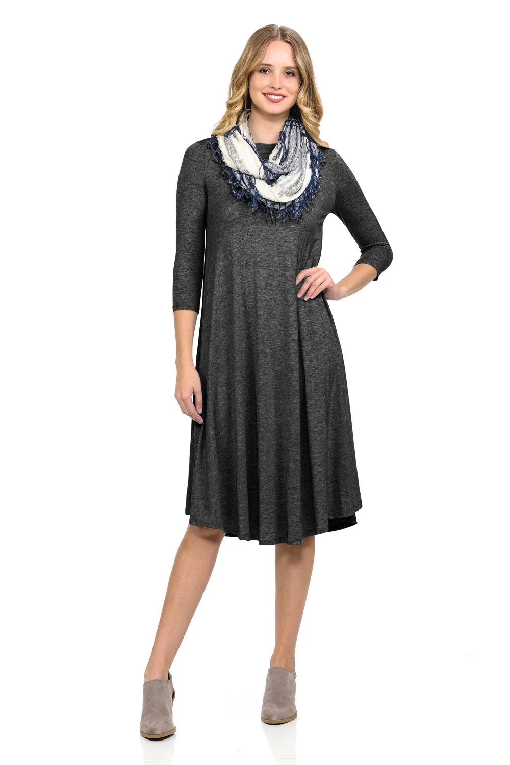A-Line Swing Trapeze Midi Dress