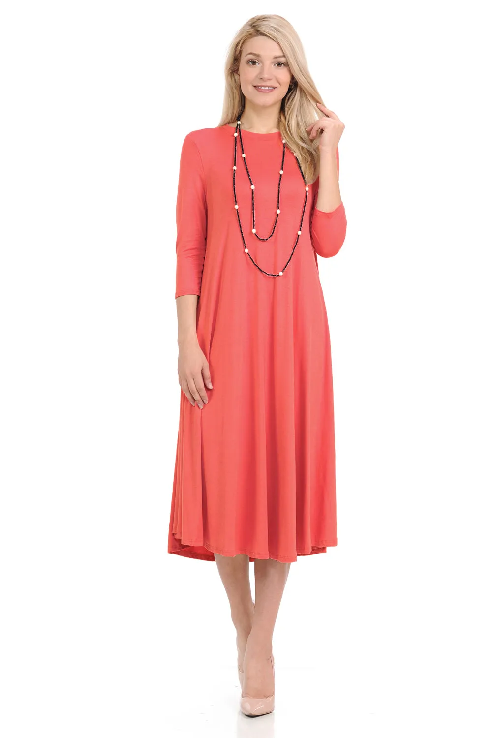 A-Line Swing Trapeze Midi Dress