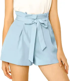Allegra K Women's Summer Shorts with Pockets Casual 2025 Trendy Bowknot Tie High Waist Paperbag Shorts
