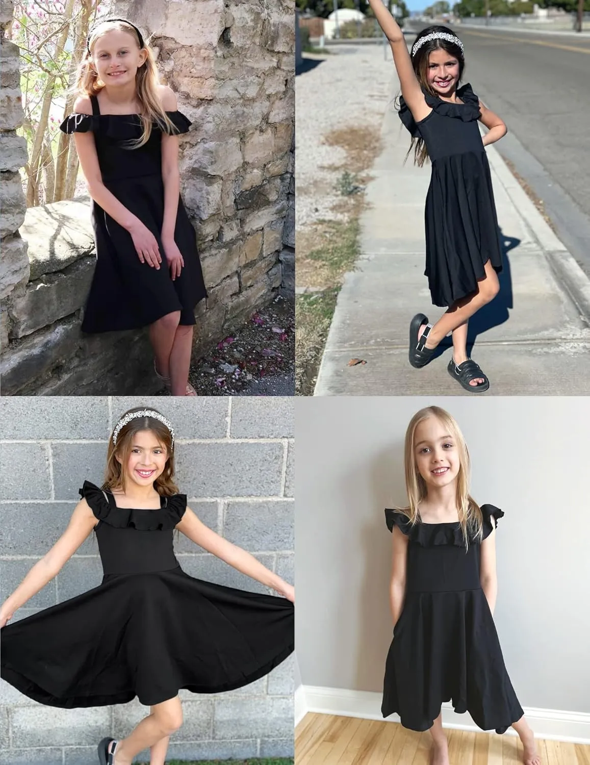 Arshiner Girls Summer Dress Off Shoulder Flutter Sleeve Midi Swing Cassual Formal Dresses with Pocket