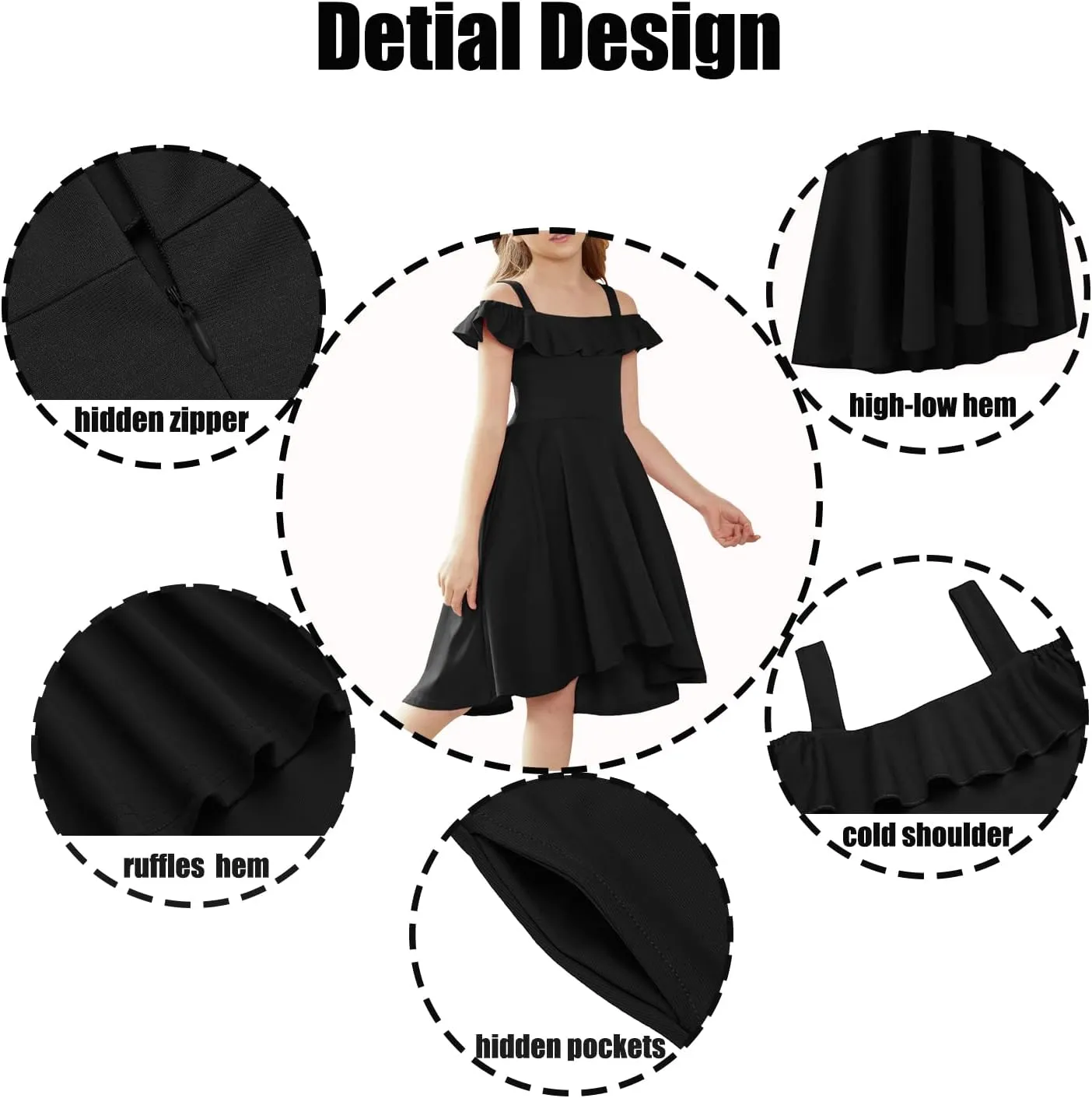 Arshiner Girls Summer Dress Off Shoulder Flutter Sleeve Midi Swing Cassual Formal Dresses with Pocket