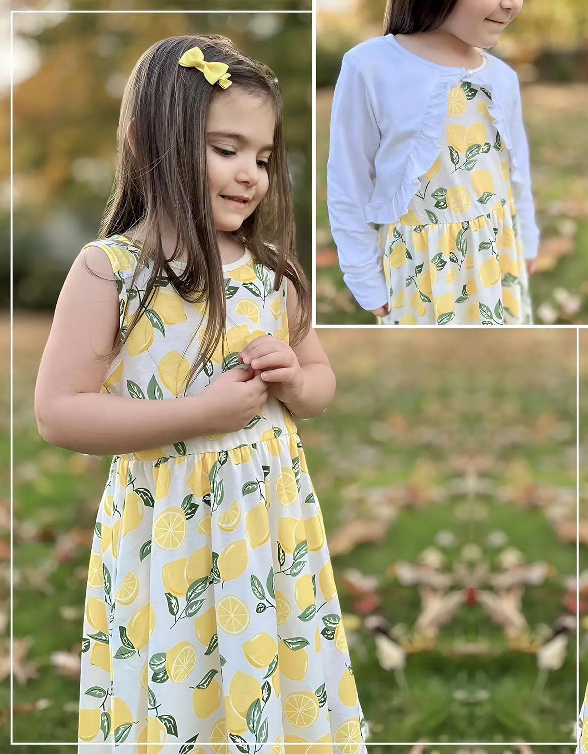 Arshiner Toddler Girl Floral Print Sundress Dress and Cardigan Sets