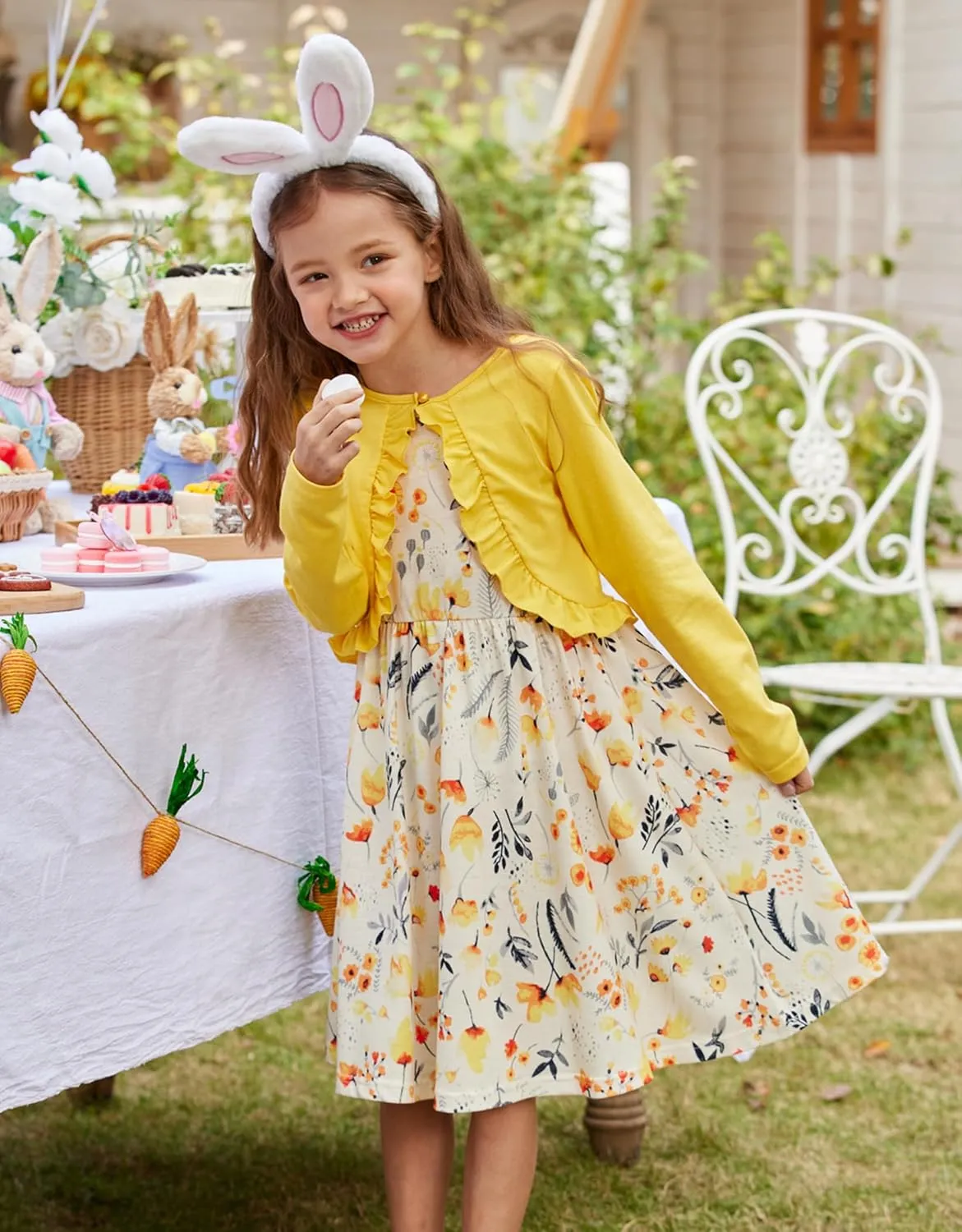 Arshiner Toddler Girl Floral Print Sundress Dress and Cardigan Sets