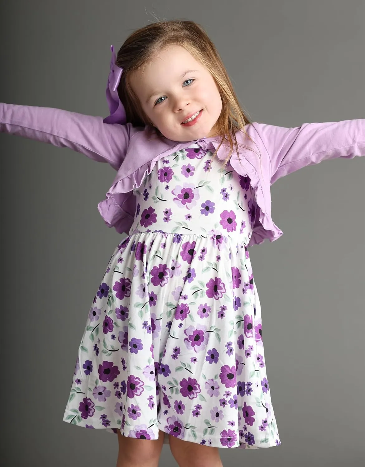 Arshiner Toddler Girl Floral Print Sundress Dress and Cardigan Sets