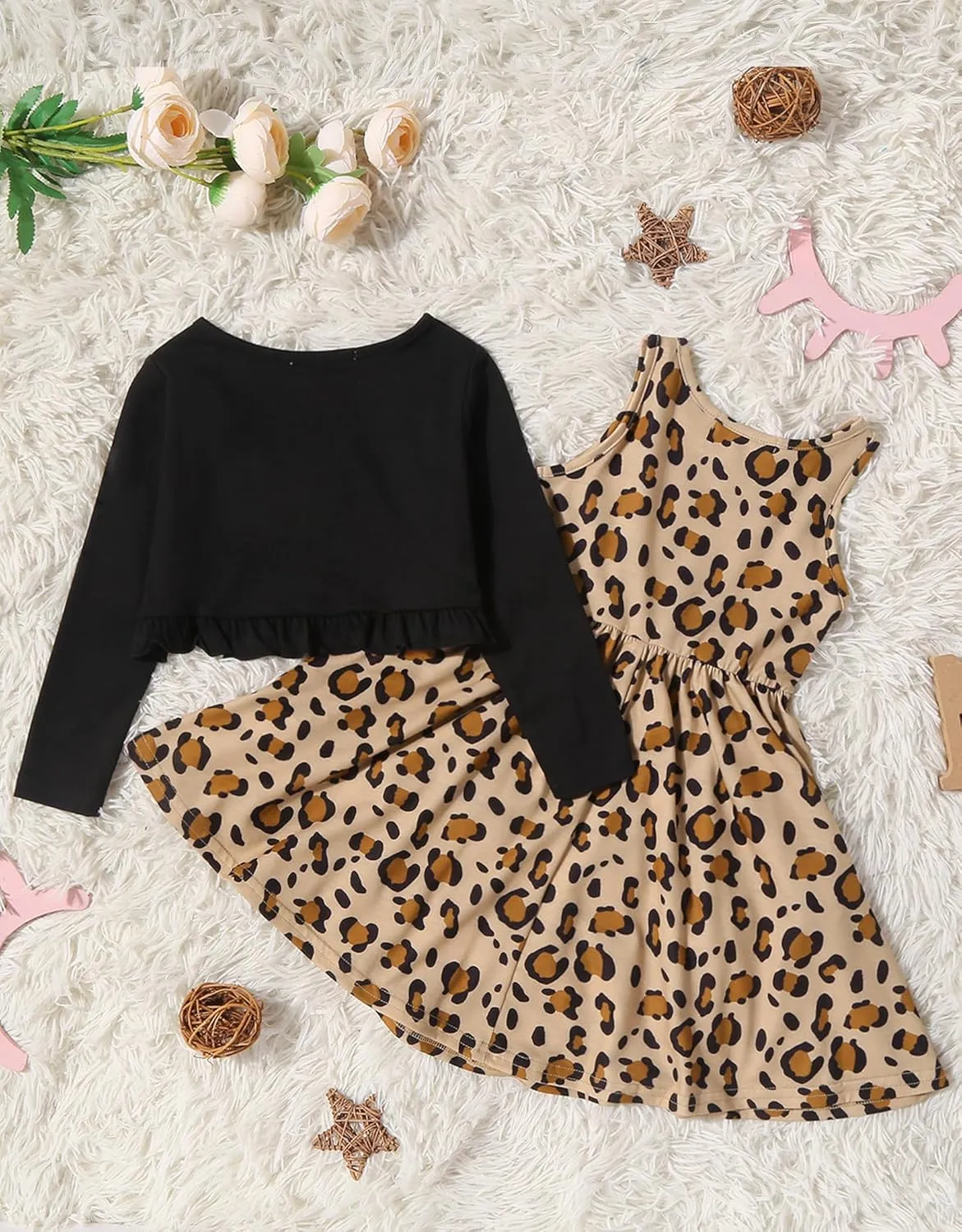 Arshiner Toddler Girl Floral Print Sundress Dress and Cardigan Sets
