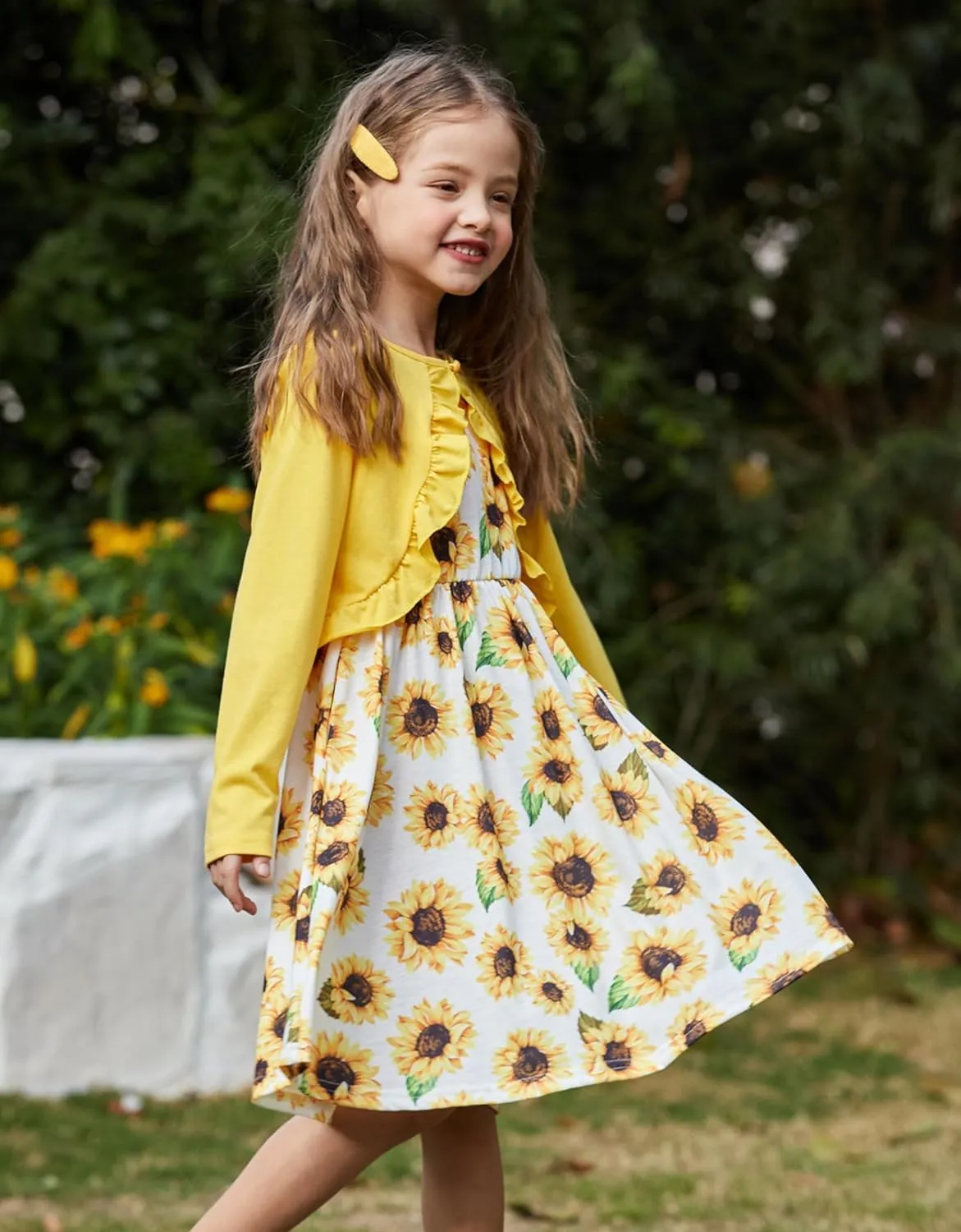 Arshiner Toddler Girl Floral Print Sundress Dress and Cardigan Sets