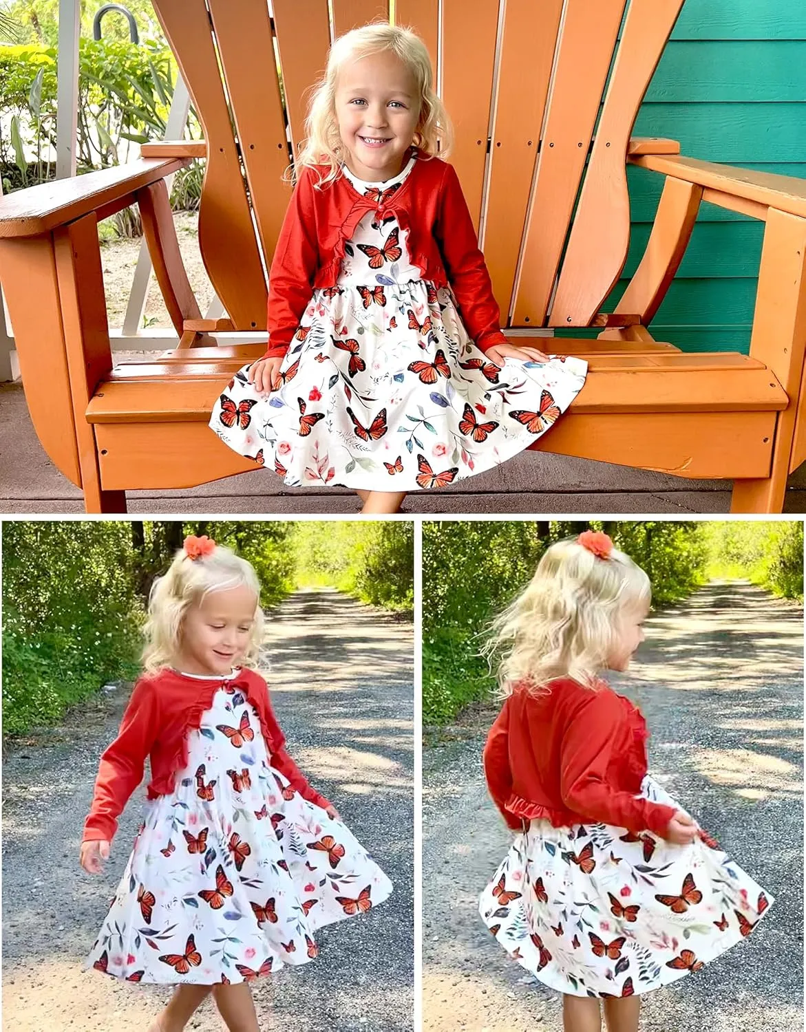 Arshiner Toddler Girl Floral Print Sundress Dress and Cardigan Sets