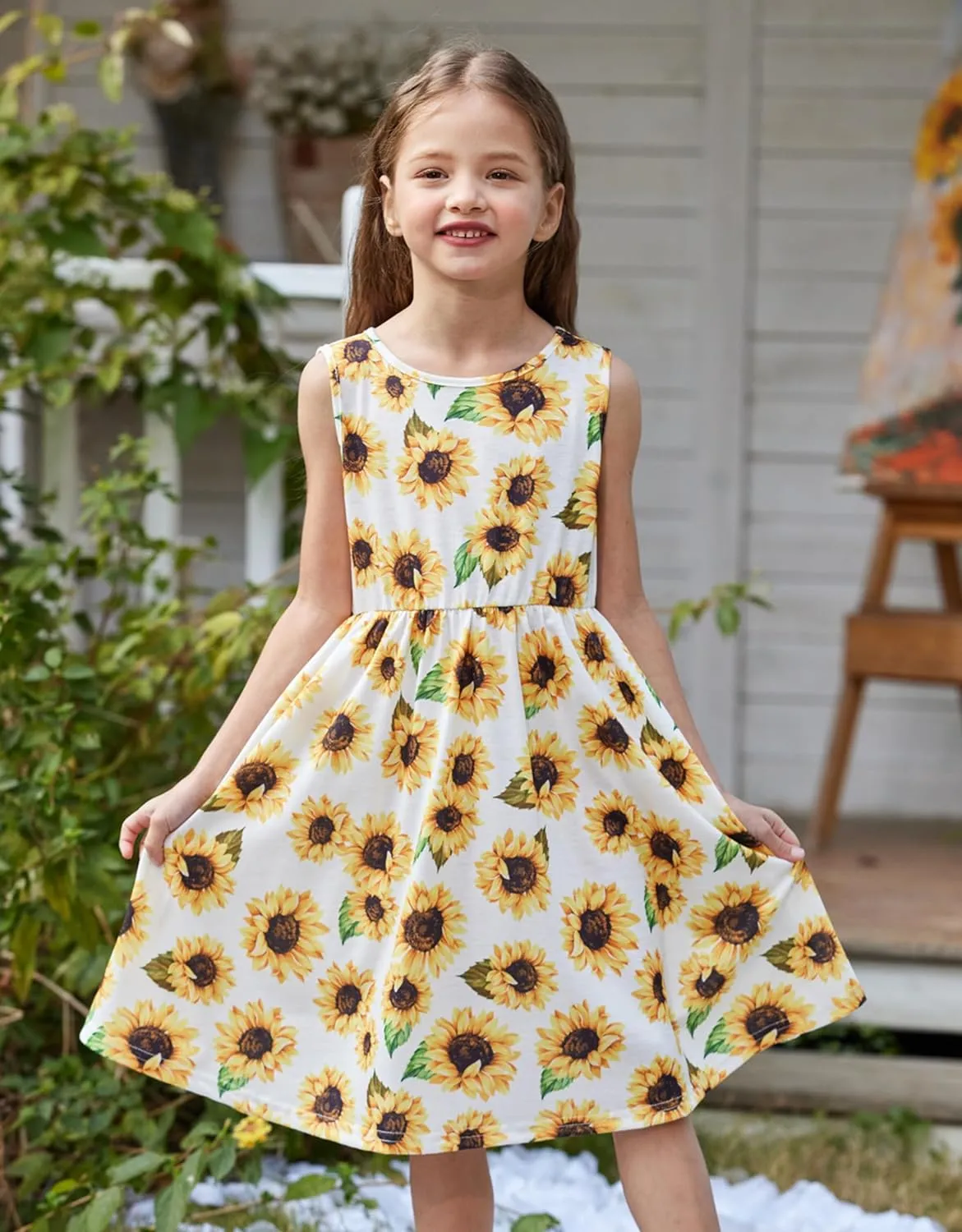 Arshiner Toddler Girl Floral Print Sundress Dress and Cardigan Sets