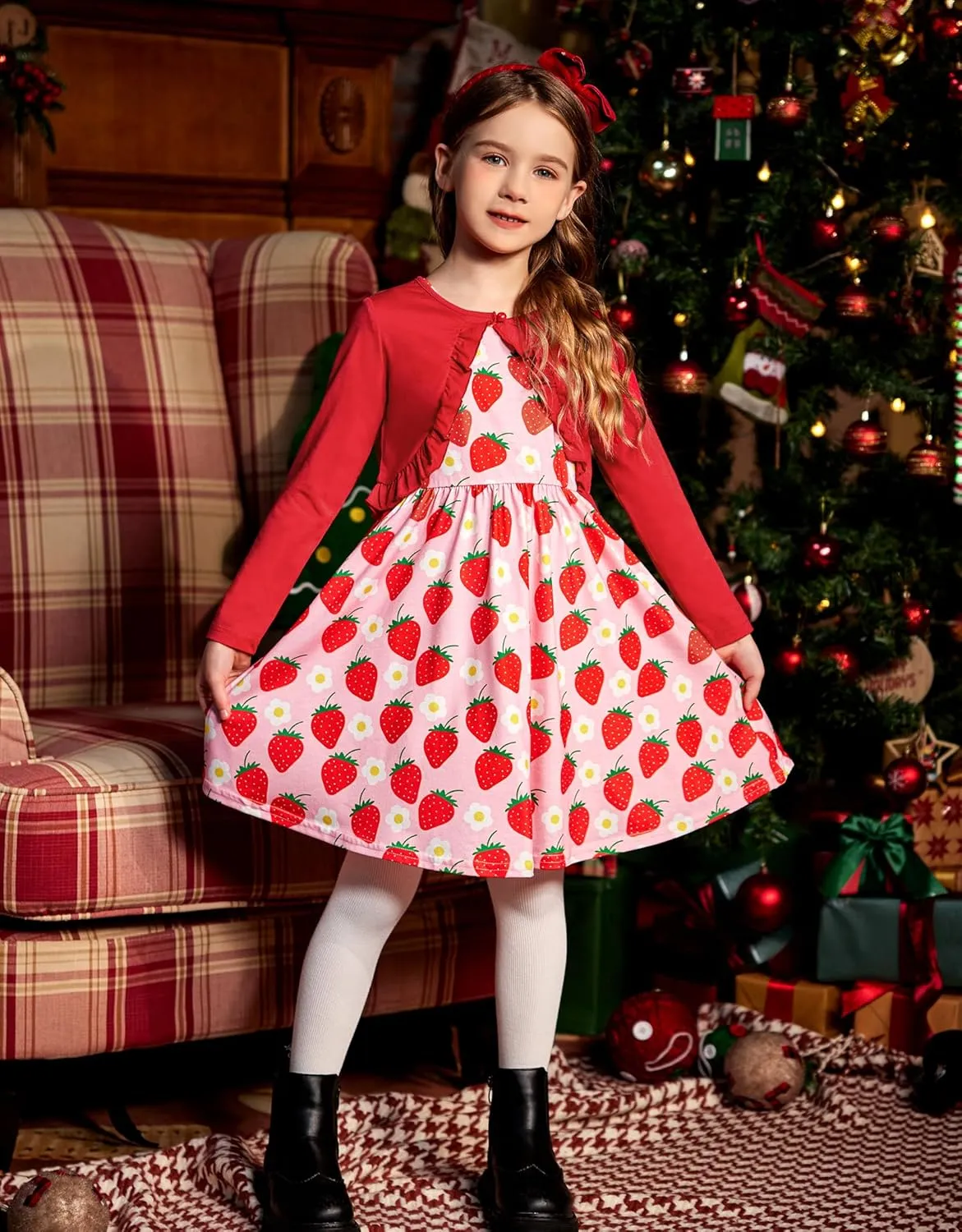 Arshiner Toddler Girl Floral Print Sundress Dress and Cardigan Sets