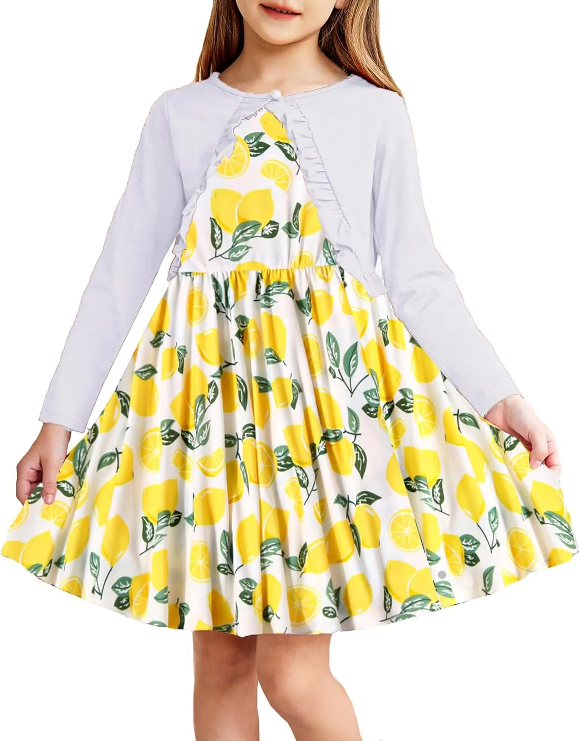 Arshiner Toddler Girl Floral Print Sundress Dress and Cardigan Sets