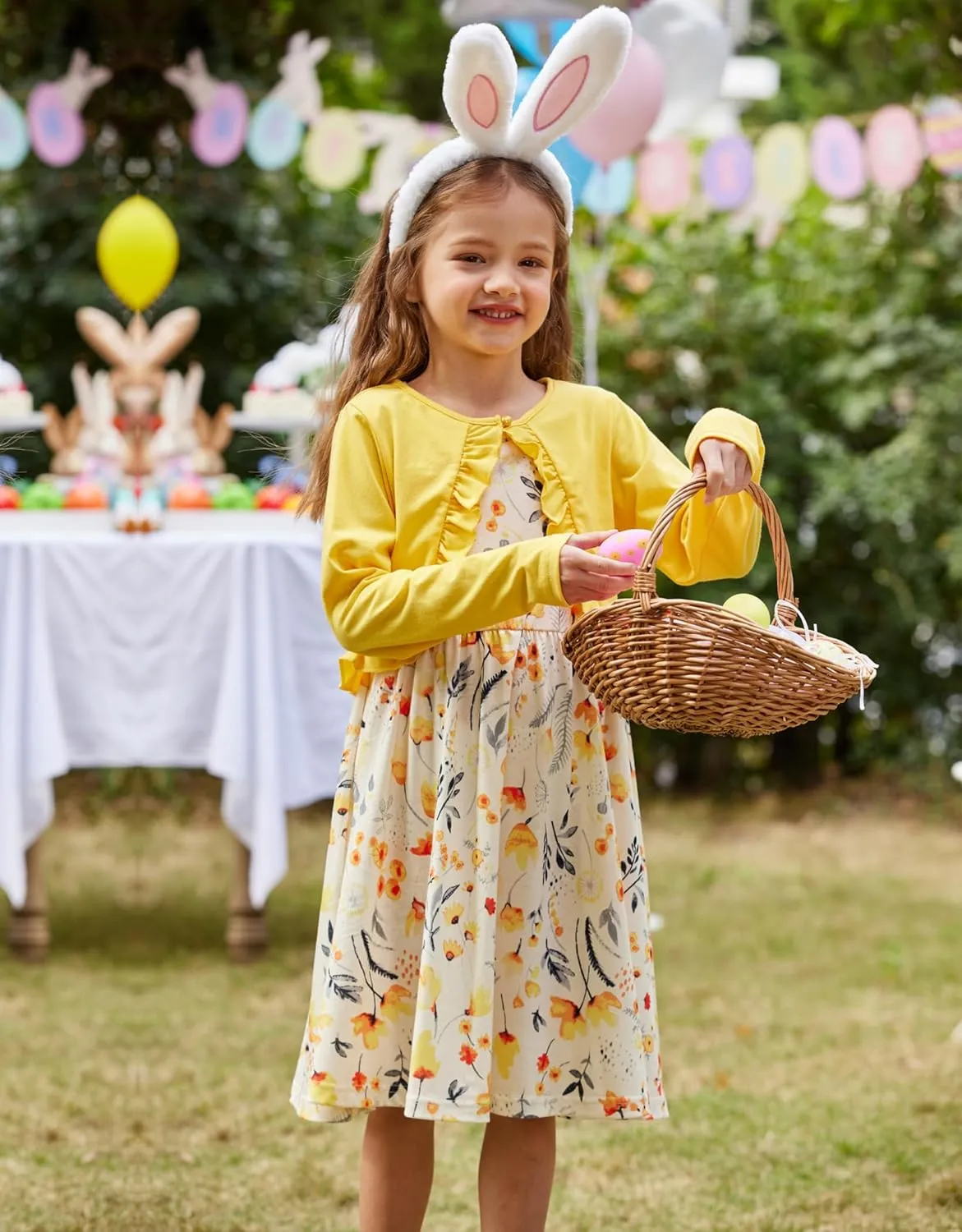 Arshiner Toddler Girl Floral Print Sundress Dress and Cardigan Sets