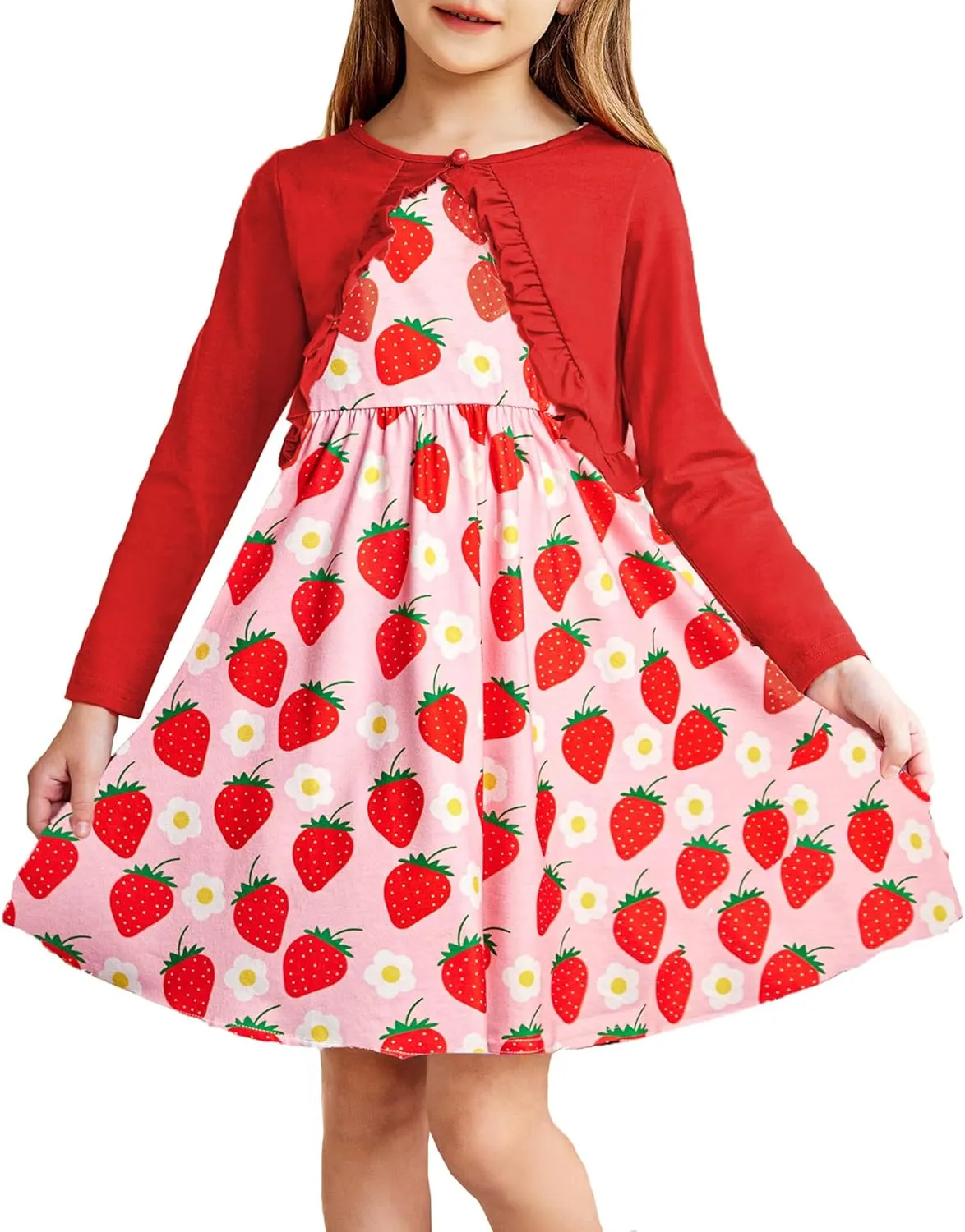 Arshiner Toddler Girl Floral Print Sundress Dress and Cardigan Sets