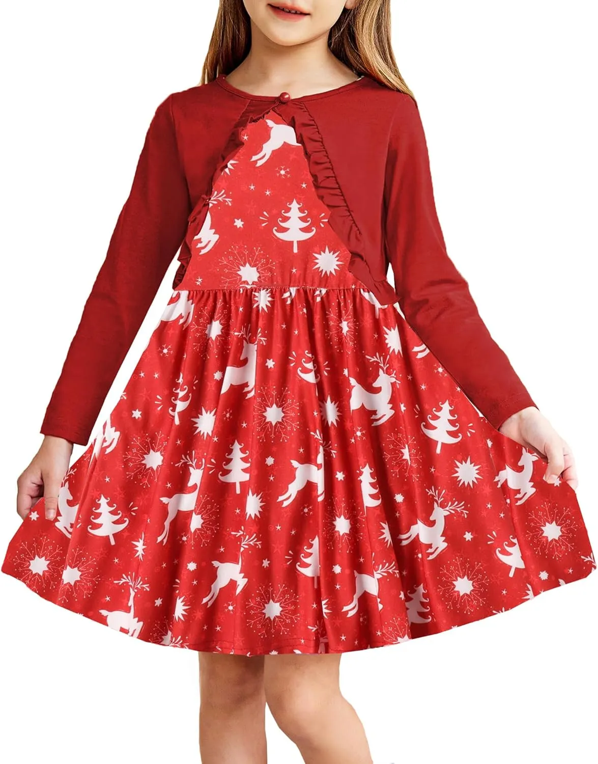 Arshiner Toddler Girl Floral Print Sundress Dress and Cardigan Sets