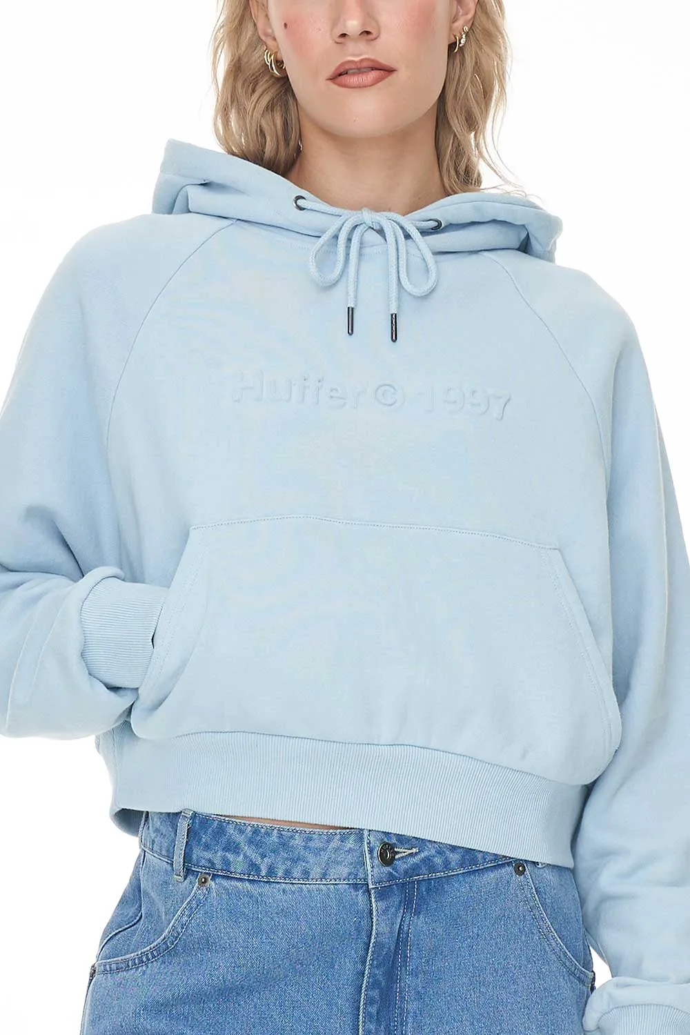 Avery Blue Crop Copywrite Hoody