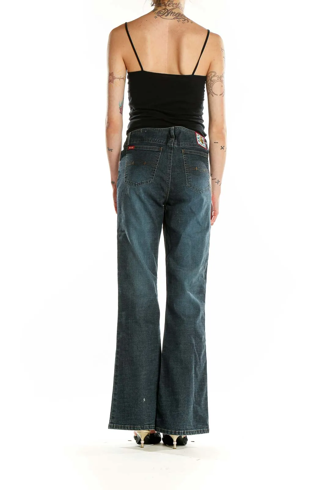 Blue Dark Rinse Bootcut Retro Jeans