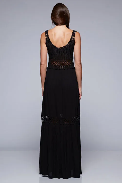Boho Crochet Tiered Tank Dress