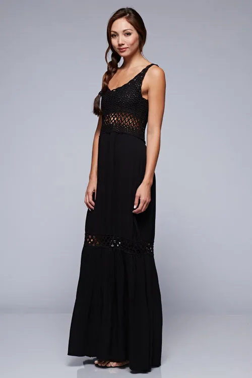 Boho Crochet Tiered Tank Dress