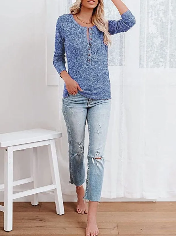 Button-Down Henley Top for Women