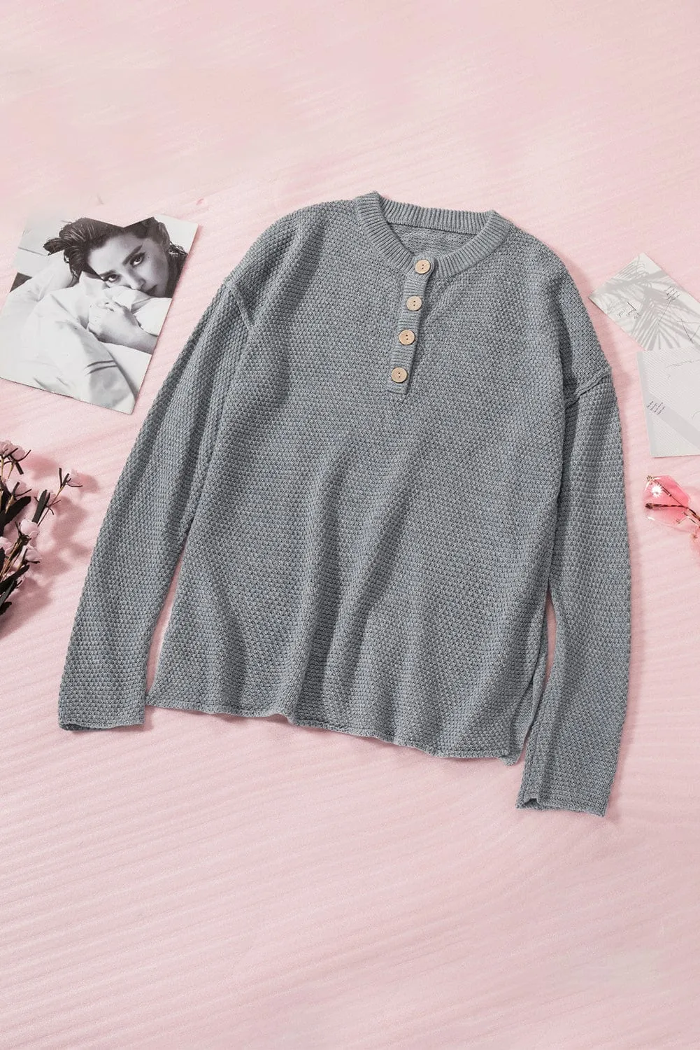 Button-Down Henley Top for Women