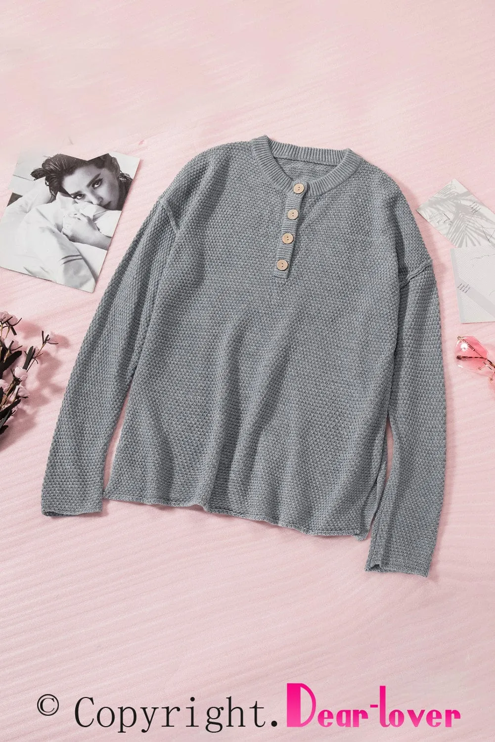 Button-Down Henley Top for Women