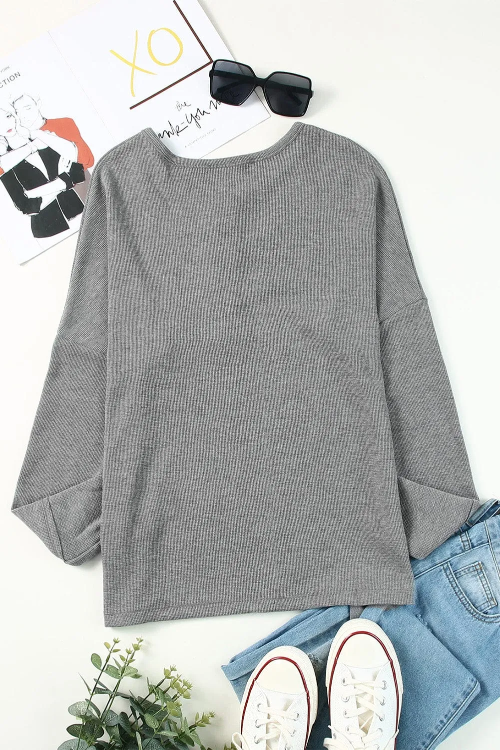 Button-Down Henley Top for Women