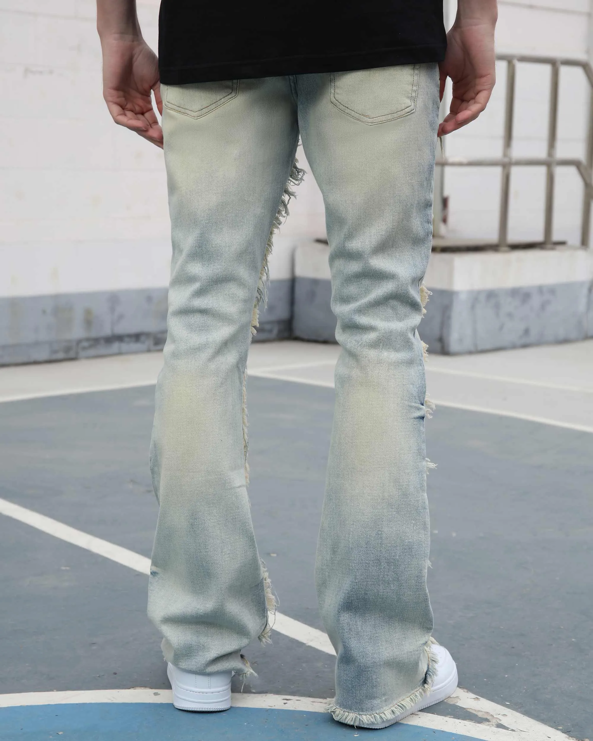 Casual Flared Jeans with Fringe Detailing