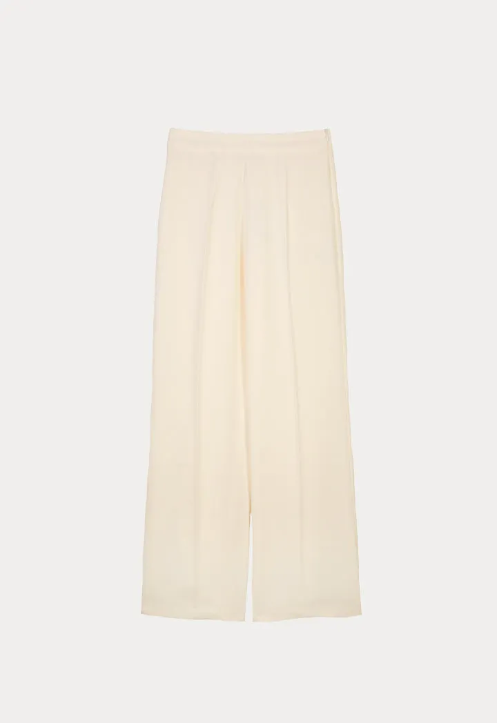 Choice Solid Wide Leg Pants Cream