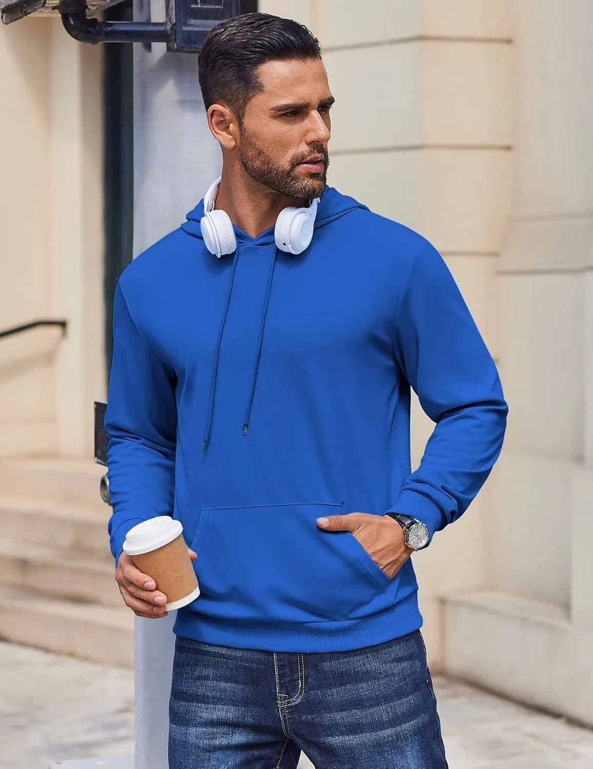 COOFANDY Mens Hoodies Pullover Long Sleeve Casual Fashion Sweatshirts Drawstring Gym Hooded Shirt with Kanga Pocket
