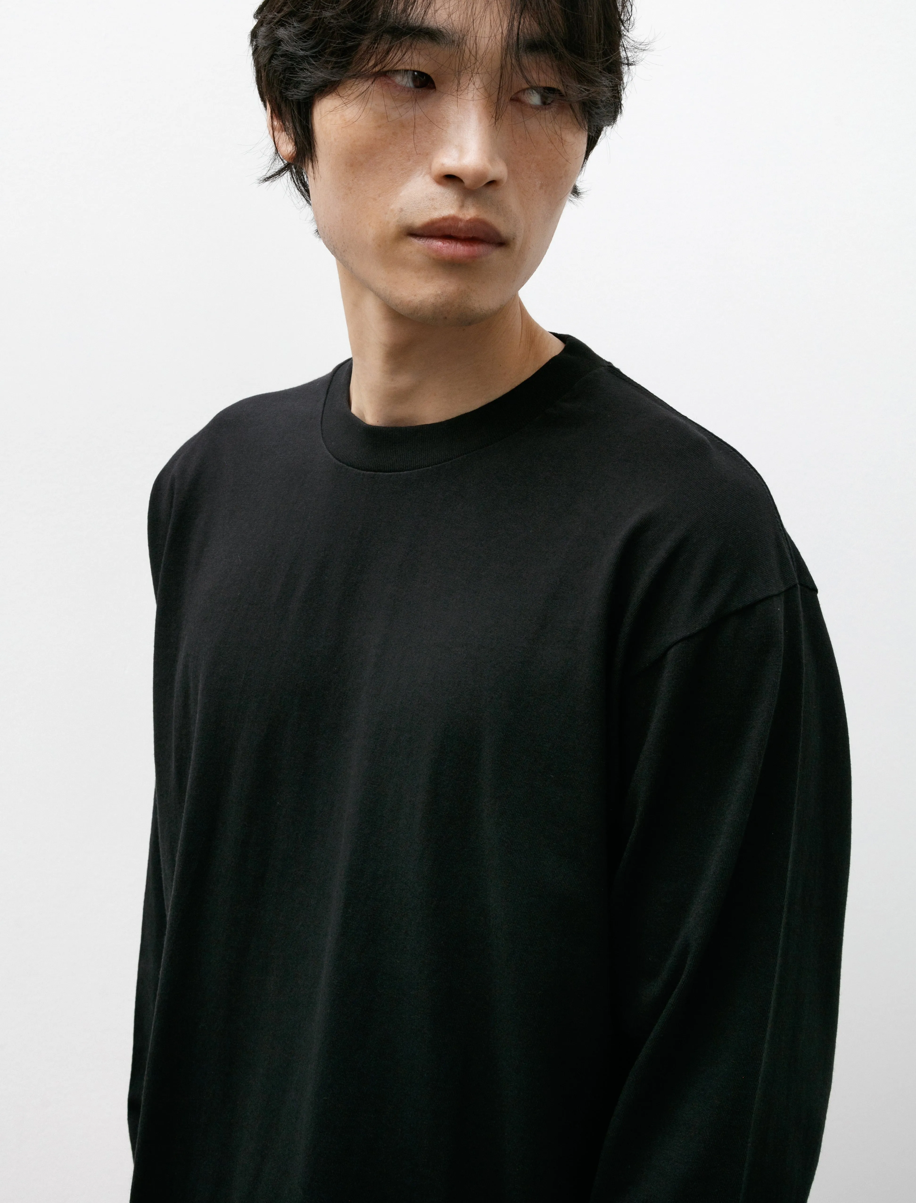 Cotton Jersey Long Sleeve T-Shirt Black