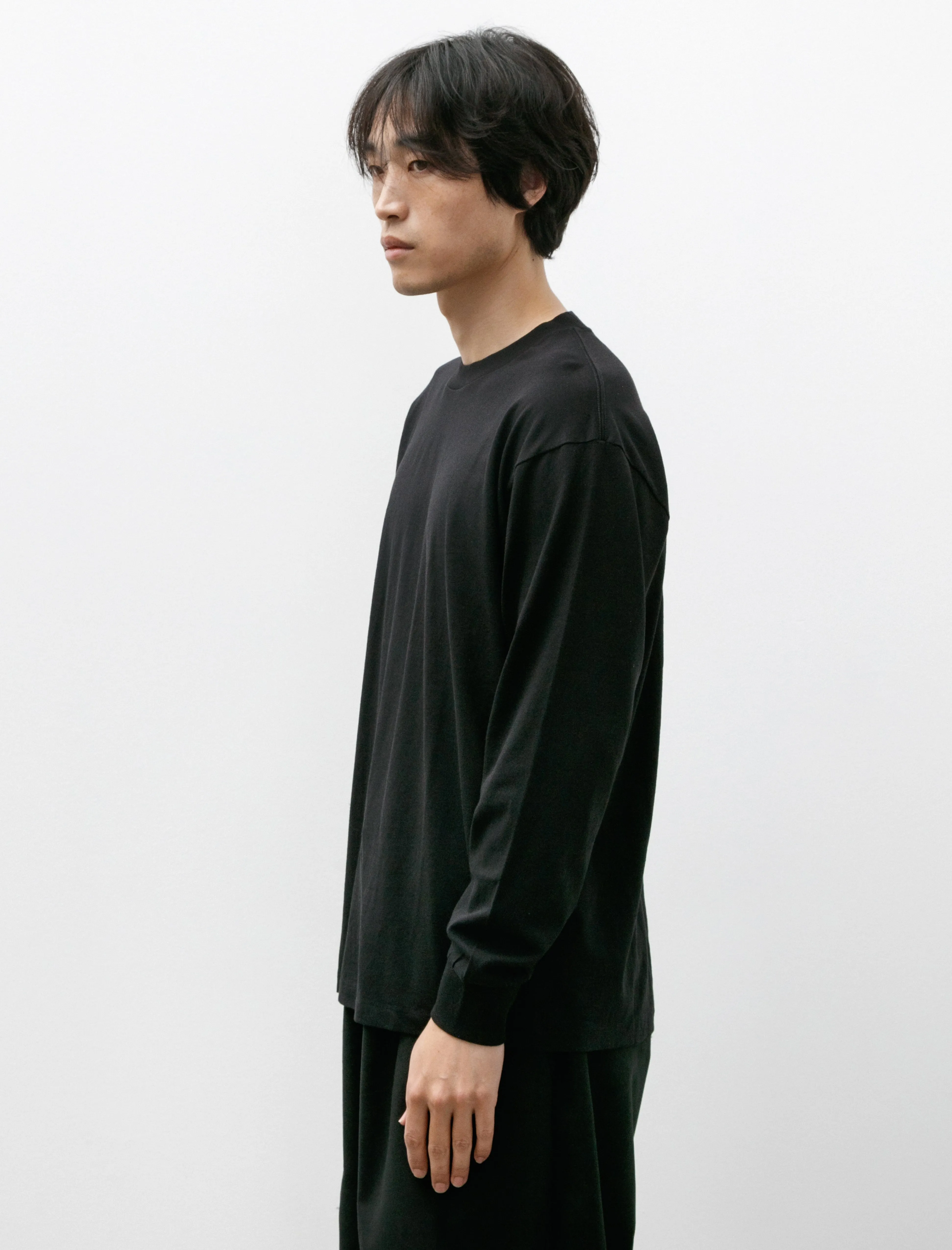 Cotton Jersey Long Sleeve T-Shirt Black