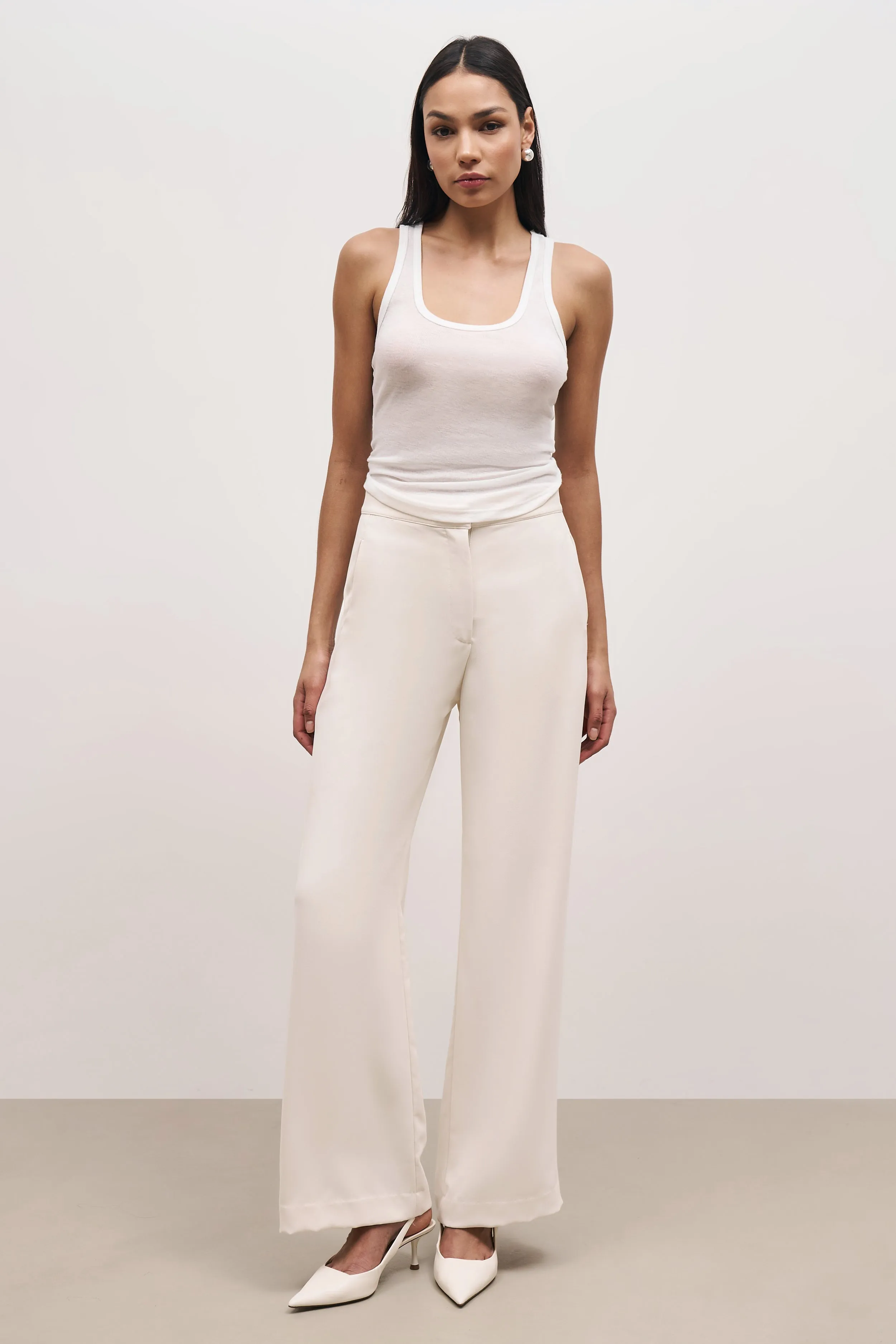 Effortless Wide Leg Trousers - Cream