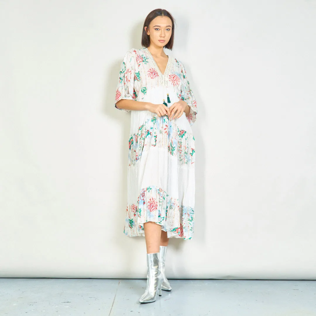 Floral tiered boho maxi dress wholesale
