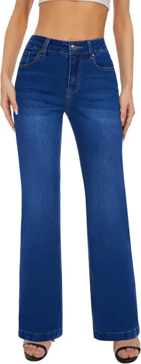 FLYING BANANA Women's Stretchy Curvy Fancy Bootcut Jeans