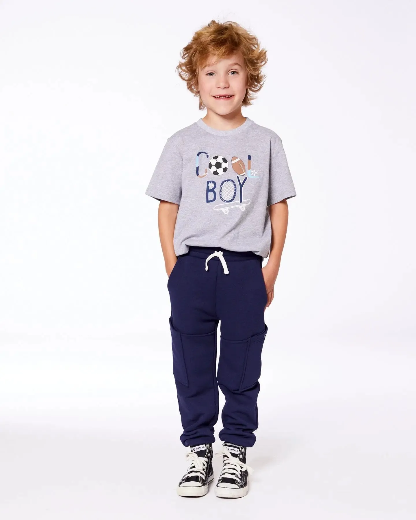 French Terry Sweatpants With Side Pockets Navy Blue