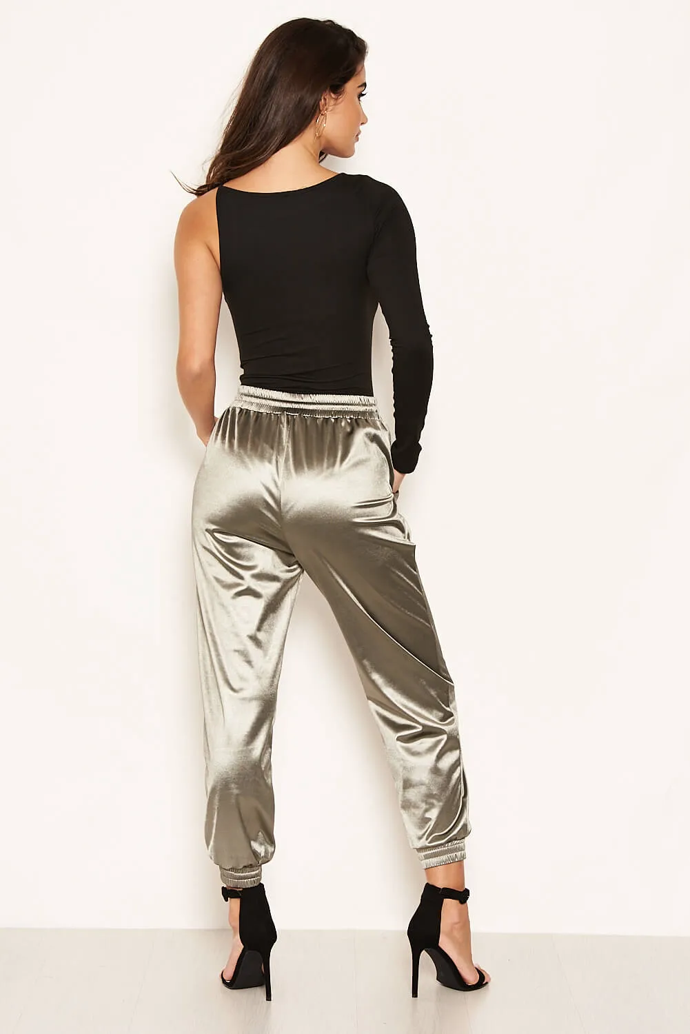 Grey Satin Joggers