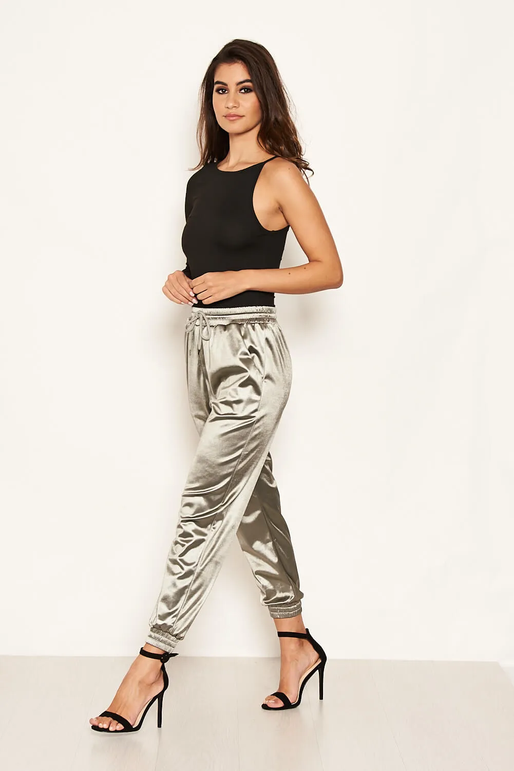 Grey Satin Joggers